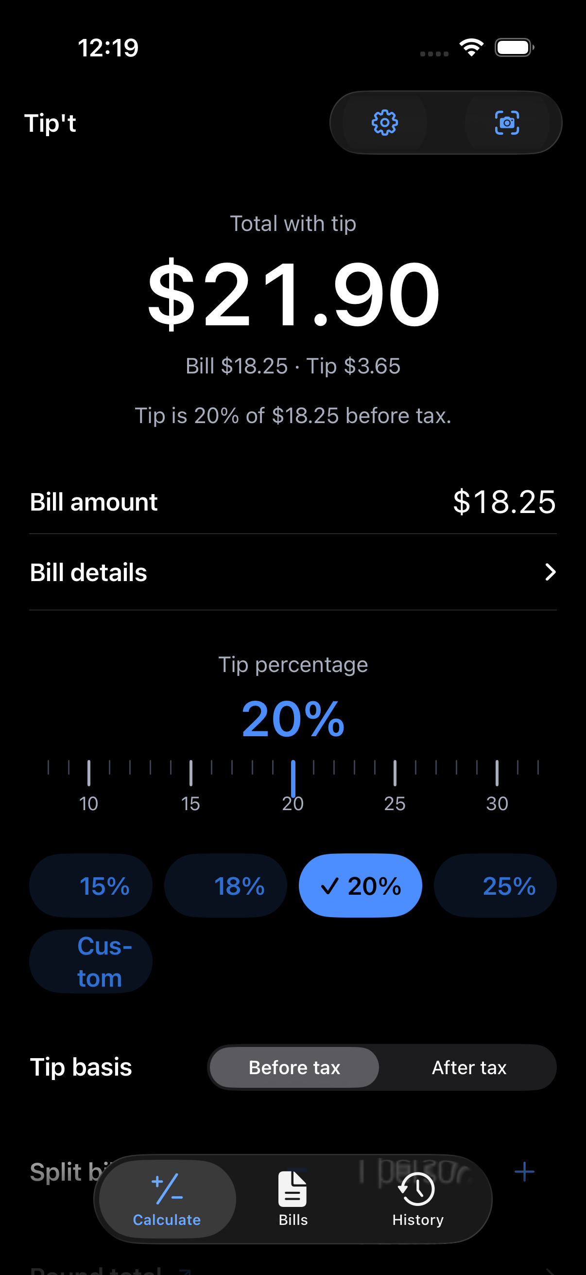Tip't 2.0 in dark mode